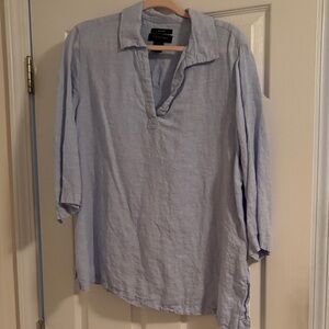 Tahari women’s linen Casual Light Blue Shirt size 1X